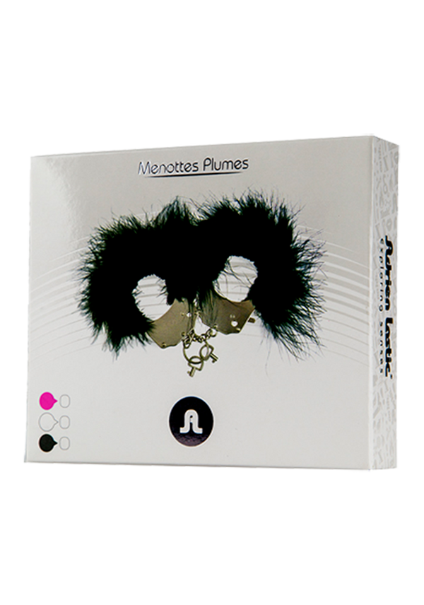 Handcuffs Funny Toy Metallic Handcuffs, Feather Cover.. Black