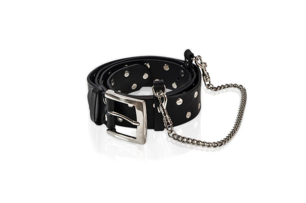 Whips - leather belt with studs and chain