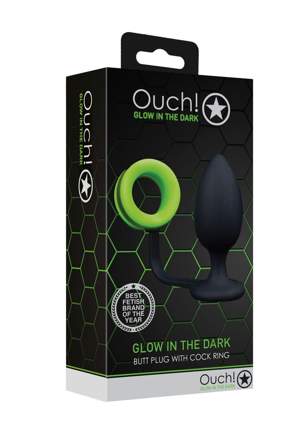 Butt Plug with Cock Ring   GitD   Neon Green/Black