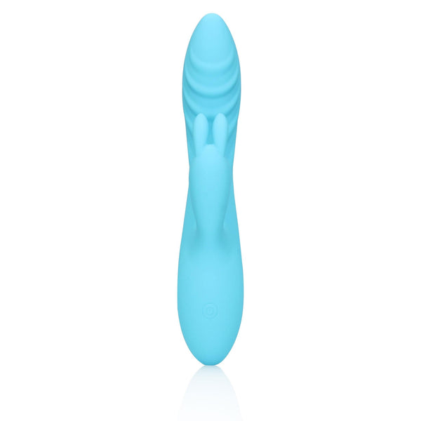 Ribbed Ultra Soft Silicone Rabbit Vibrator Glacial Blue