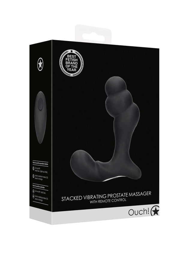 Stacked Vibrating Prostate Massager with Remote Control   Black