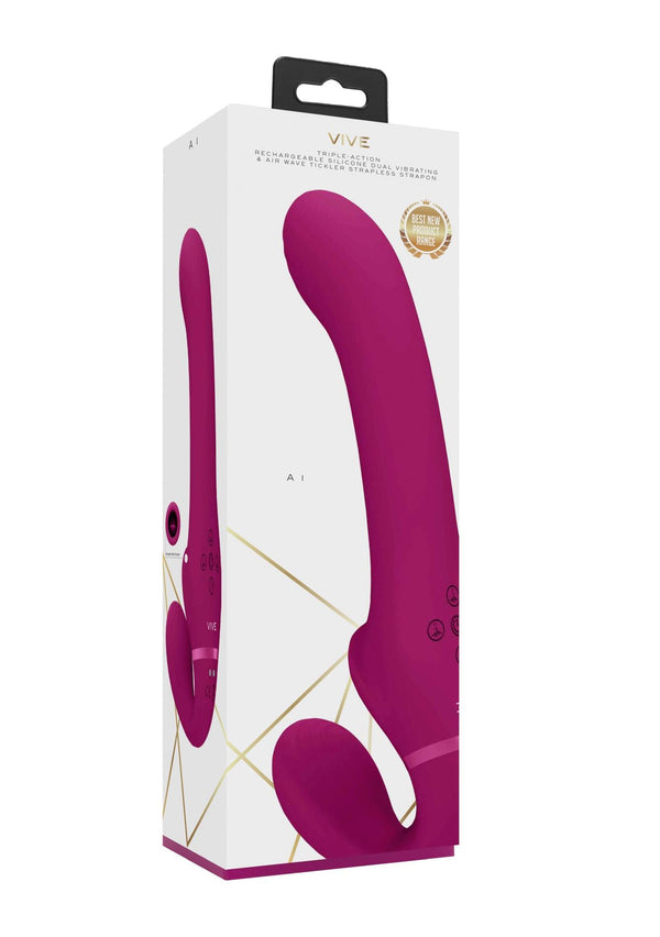 Ai Dual Vibrating &amp; Air Wave Tickler Strapless Strapon