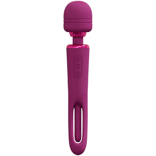 VIVE Kiku Rechargeable Double Ended Wand with Innovative G Spot Flapping Stimulator Pink