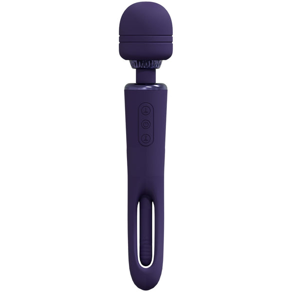 VIVE Kiku Rechargeable Double Ended Wand with Innovative G Spot Flapping Stimulator Purple