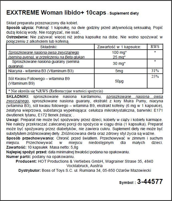 Diet supplement eXXtreme Libido caps woman 1x10 Stk.