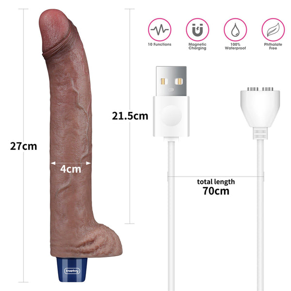 11 REAL SOFTEE Rechargeable Silicone Vibrating Dildo