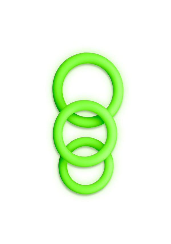 3 pcs Cock Ring Set Glow in the Dark Neon Green
