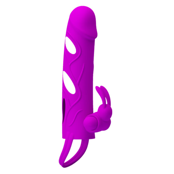 PRETTY LOVE   PENIS SLEEVE WITH BALL STRAP vibration PURPLE