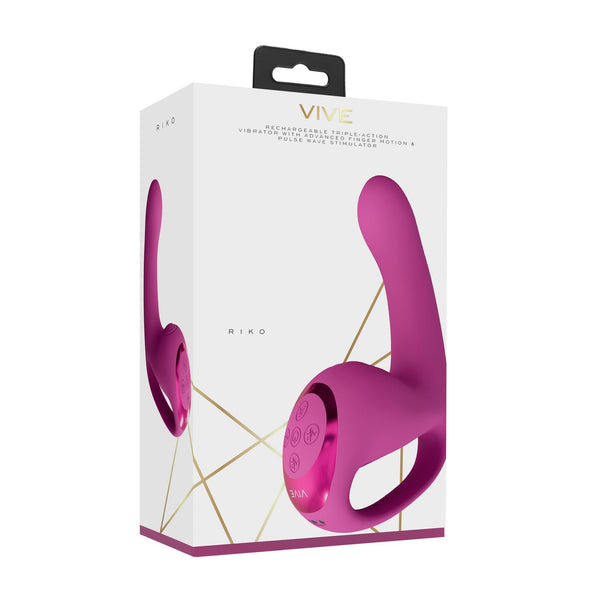 Riko Rechargeable Triple Action Thumper with Advanced Finger Motion &amp; Pulse Wave Stimulator Pink