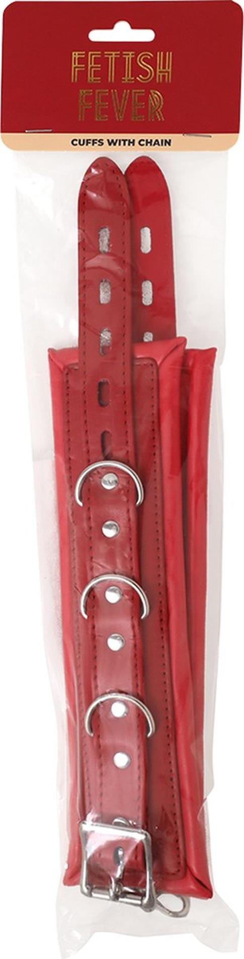 Fetish Fever   Cuffs with chain   Red