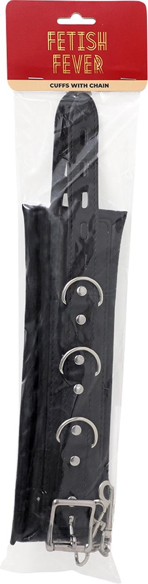 Fetish Fever   Cuffs with chain   Black