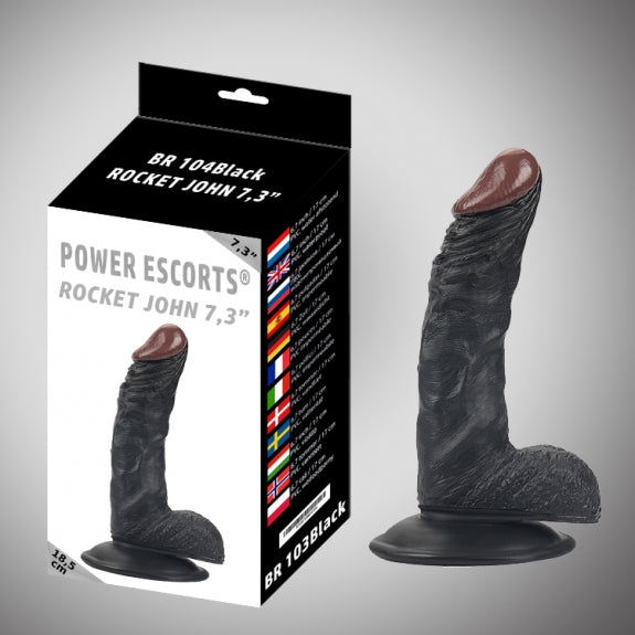 Rocket john 7,3 inch black realistic dildo  7,3 inch /  18,5 cm