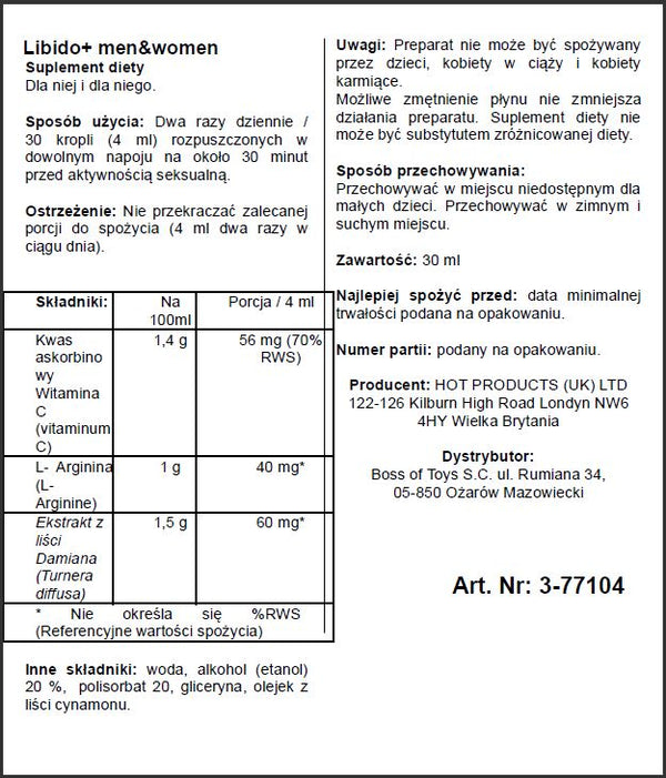 Dietary supplement Libido + (m+w) 30ml