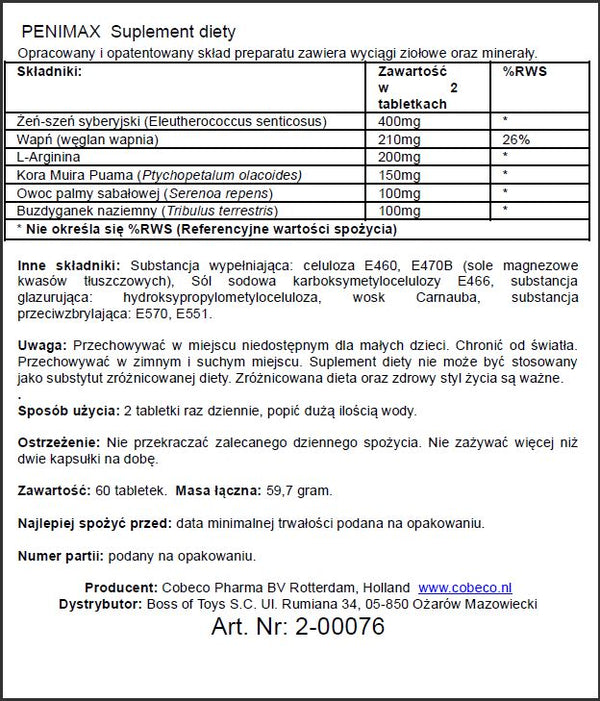 Supl.diety PENIMAX (60 PCS) LAVETRA