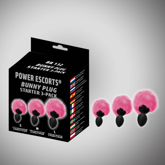 Bunny plug 3 pack black with pink tail starter 3 pack