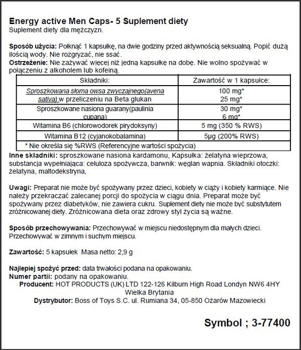 Supl.diety Men Energy 5 Caps