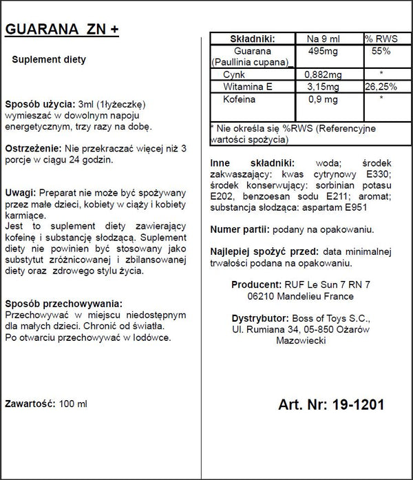 Supl.diety APHRODICT GUARANA ZN + 100 ml
