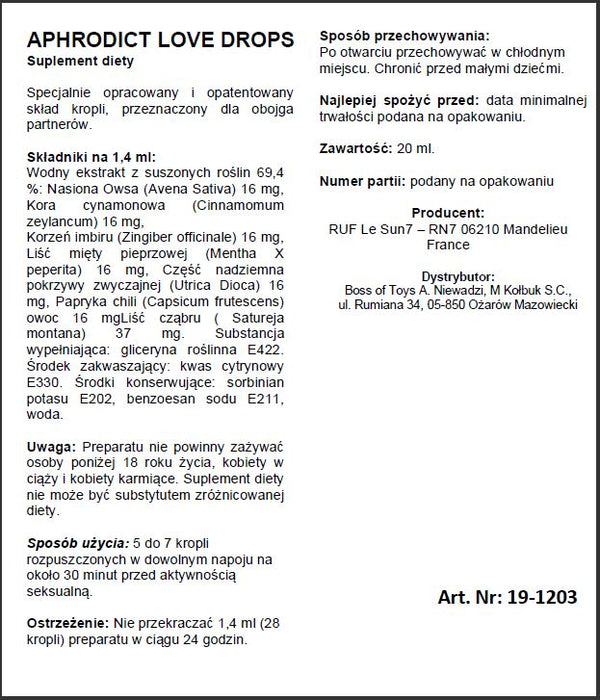 Supl.diety APHRODICT LOVE DROPS 20 ml