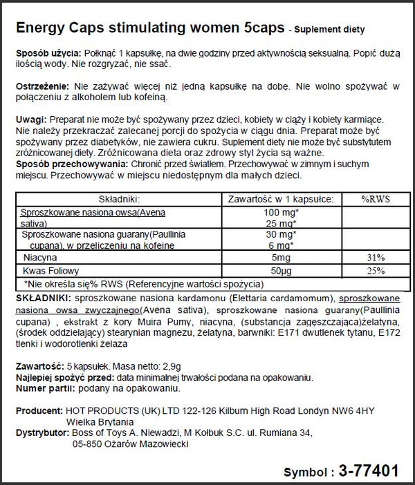 Dietary supplement Women Energy 5 Caps