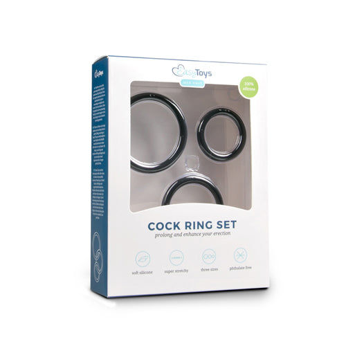 Three Size Penis Ring Set - Black