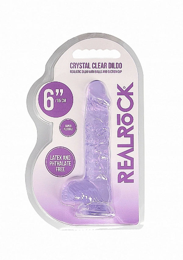 6 / 15 cm Realistic Dildo With Balls   Purple