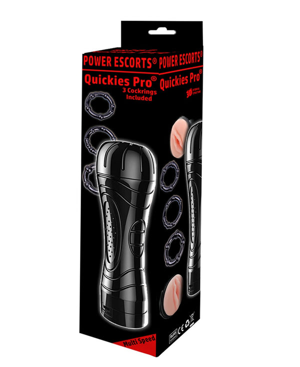 Quickes Pro   Vibrating masturbator + 3 pack cockring