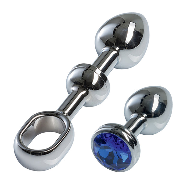 MALESATION Alu Plug with handle &amp; crystal small, chrome