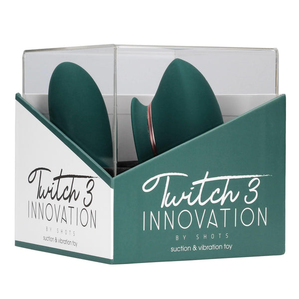 Twitch 3 Rechargeable Vibrator &amp; Suction Silicone 10 Speed ​​Forest Green