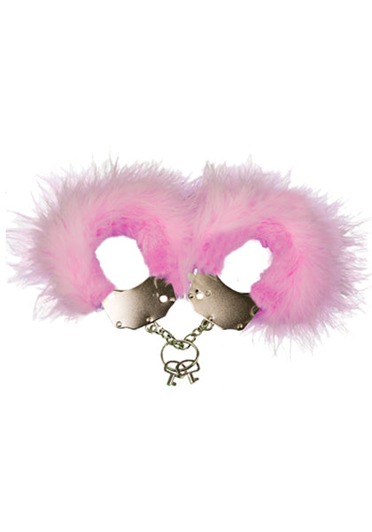 Kajdanki Śmieszna zabawka kadanki   Metallic Handcuffs,Feather Cov.. Pink