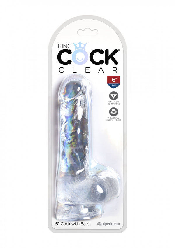 King Cock 6 Inch Cock in Balls Transparent