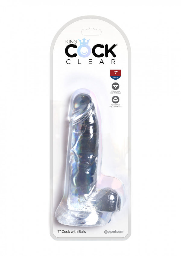 King Cock 7 Inch Cock in Balls Transparent