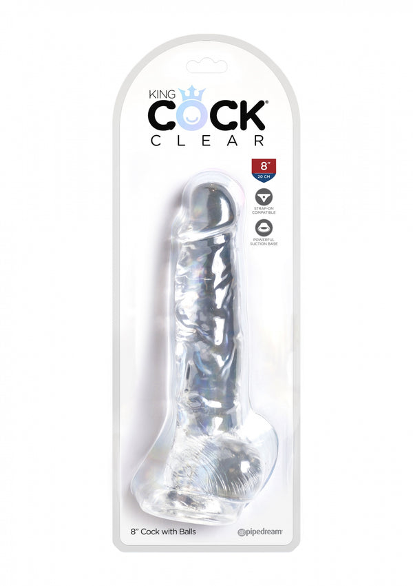 King Cock 8 Inch Cock in Balls Transparent