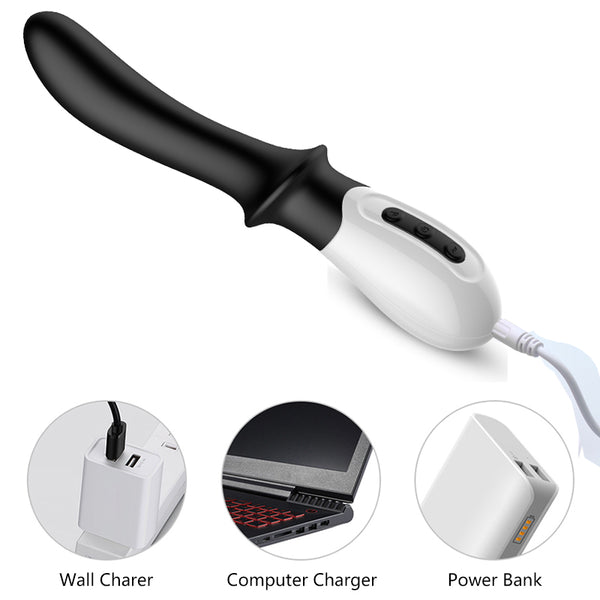 Silicone Prostate Vibrator / G spot Massager USB 10 Function / Heating