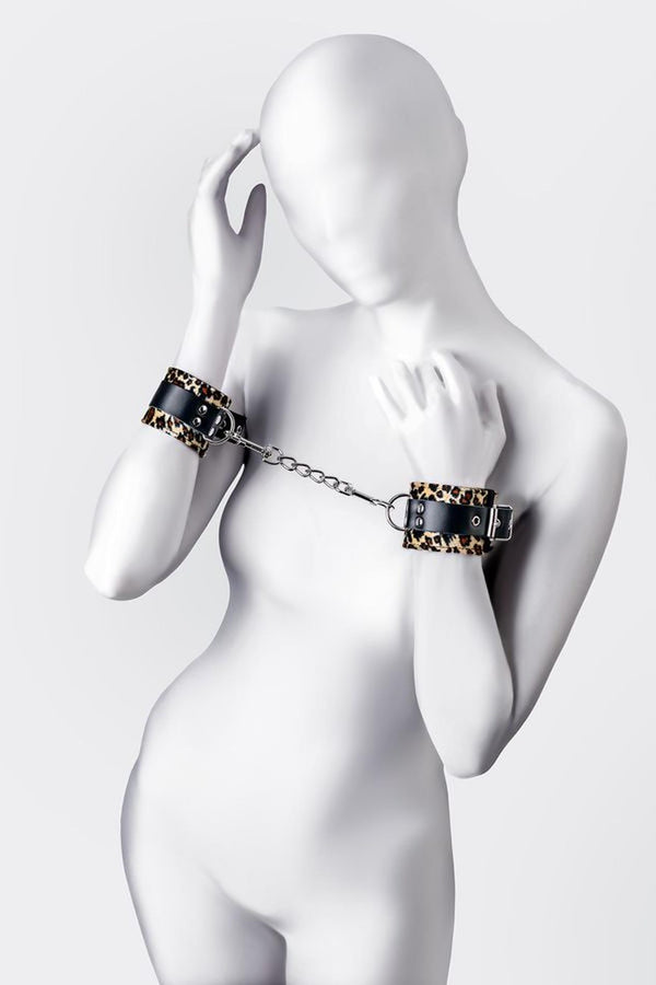 Anonymo handcuffs, PU leather, print, 19.5 cm