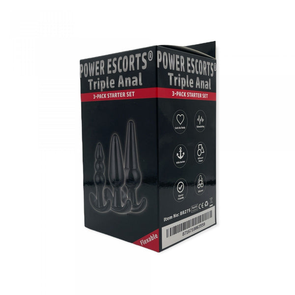 Plug Triple Anal Plugs Starter Set 3 Pack Anal Plugs Black