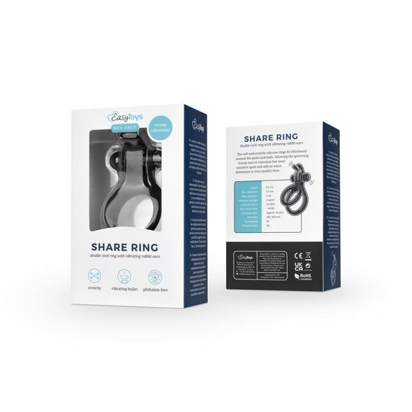 Share Ring   Double Vibrating Cock Ring with Rabbit Ears