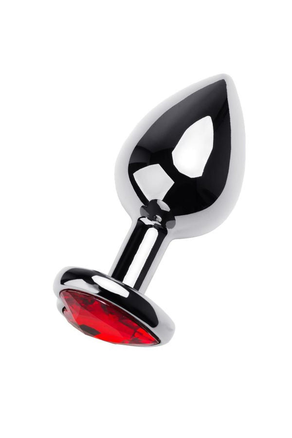 Silver anal plug TOYFA Metal with red heart shaped gem