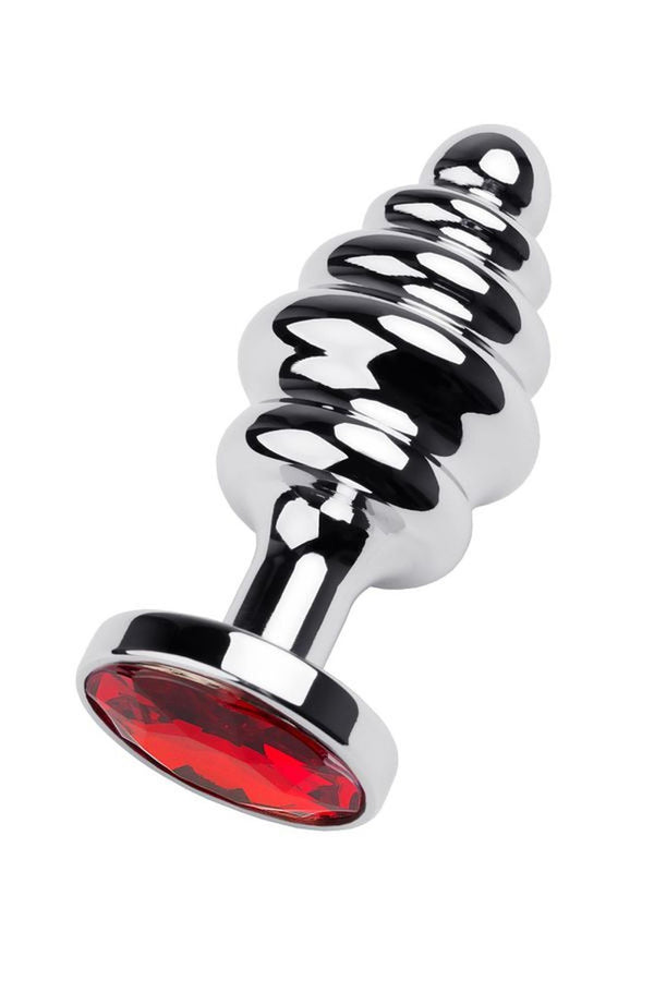 Silver anal plug with  red gem