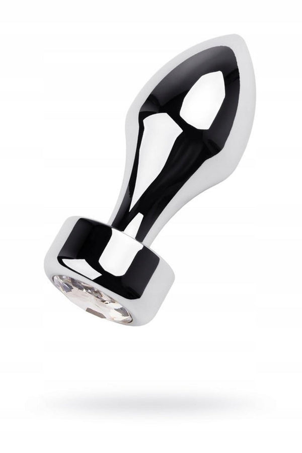 Silver anal plug TOYFA Metal with white round shaped gem