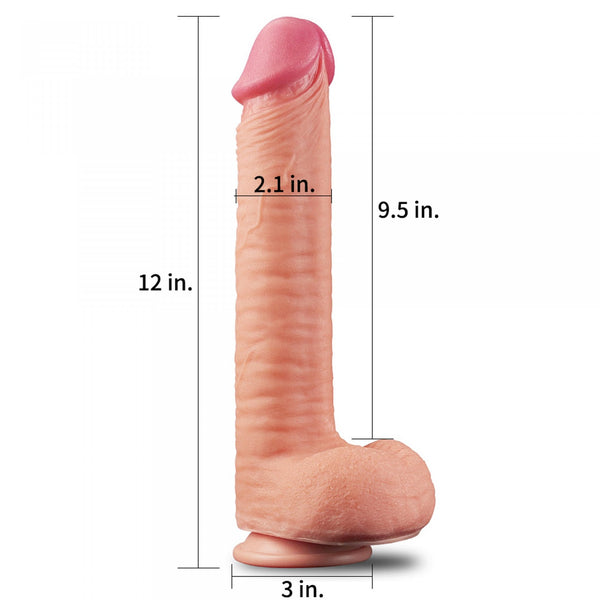 12 Dual Layered Platinum Silicone Cock