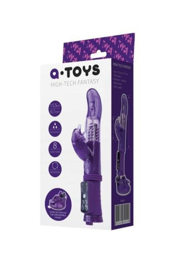 A TOYS, Vibrator with clitoral stimulator, TPR, purple, 22.5 cm