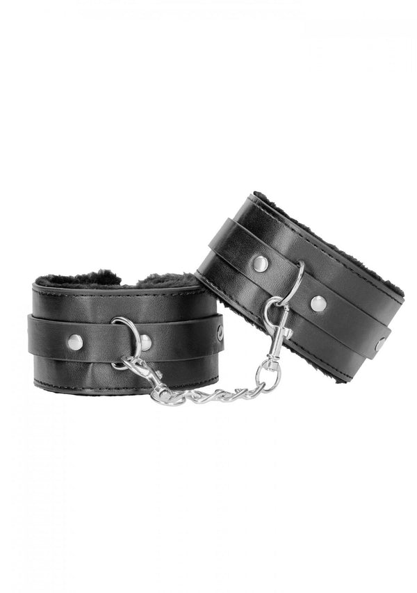 Plush Bonded Leather Ankle Cuffs With Adjustable Straps