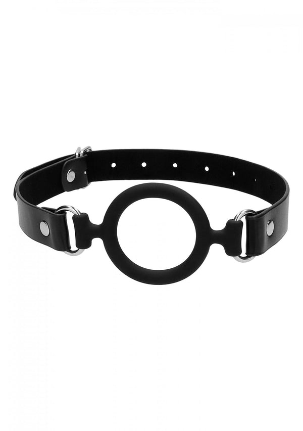 Silicone Ring Gag   With Adjustable Bonded Leather Straps