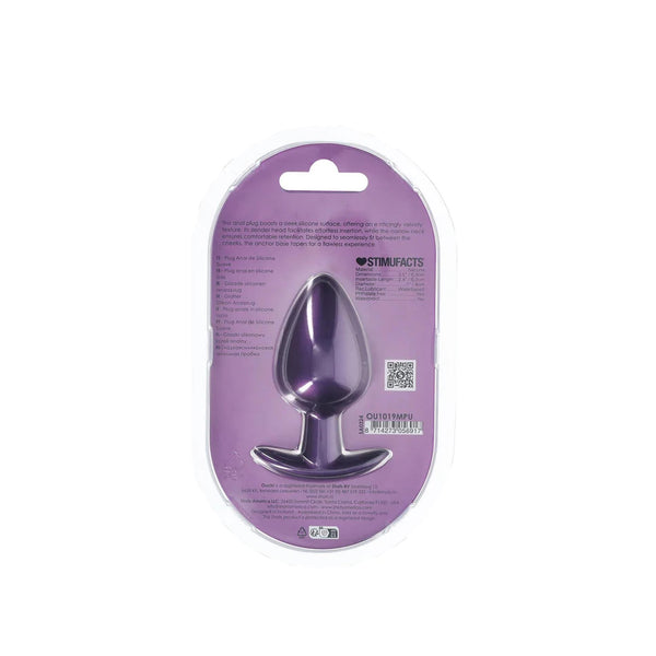 Smooth Silicone Anal Plug - Large - 3.5" / 8,9 cm - Metallic Purple