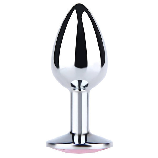 Silver Small Butt Plug with White Diamond
