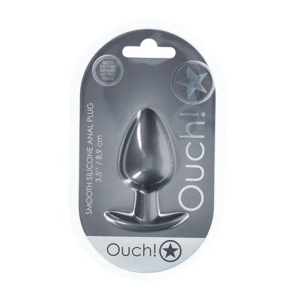 Smooth Silicone Anal Plug - Large - 3.5" / 8,9 cm - Gunmetal