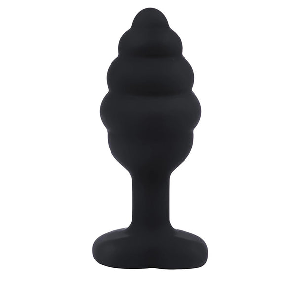 BUTT PLUG Black ribbed small