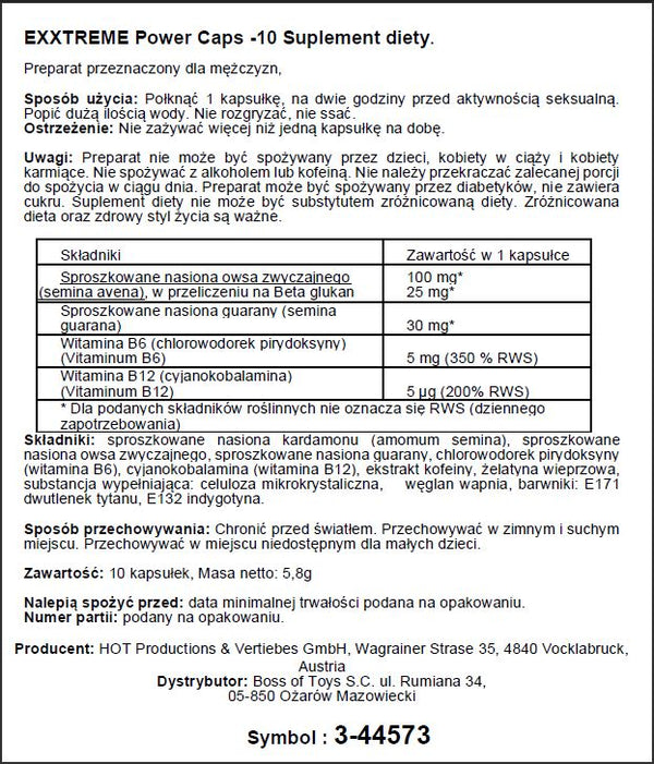 Diet supplement eXXtreme power caps 1x10 stk.
